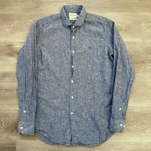 Brooksfield Torino Linen Cotton Blend Men’s Size 42 SLIM FIT Button Up Shirt